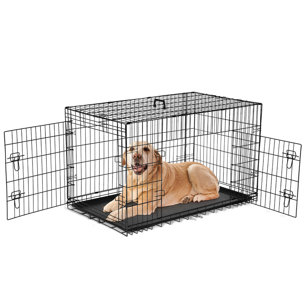Dog Crate Double Door with Divider Foldable Indoor/Outdoor