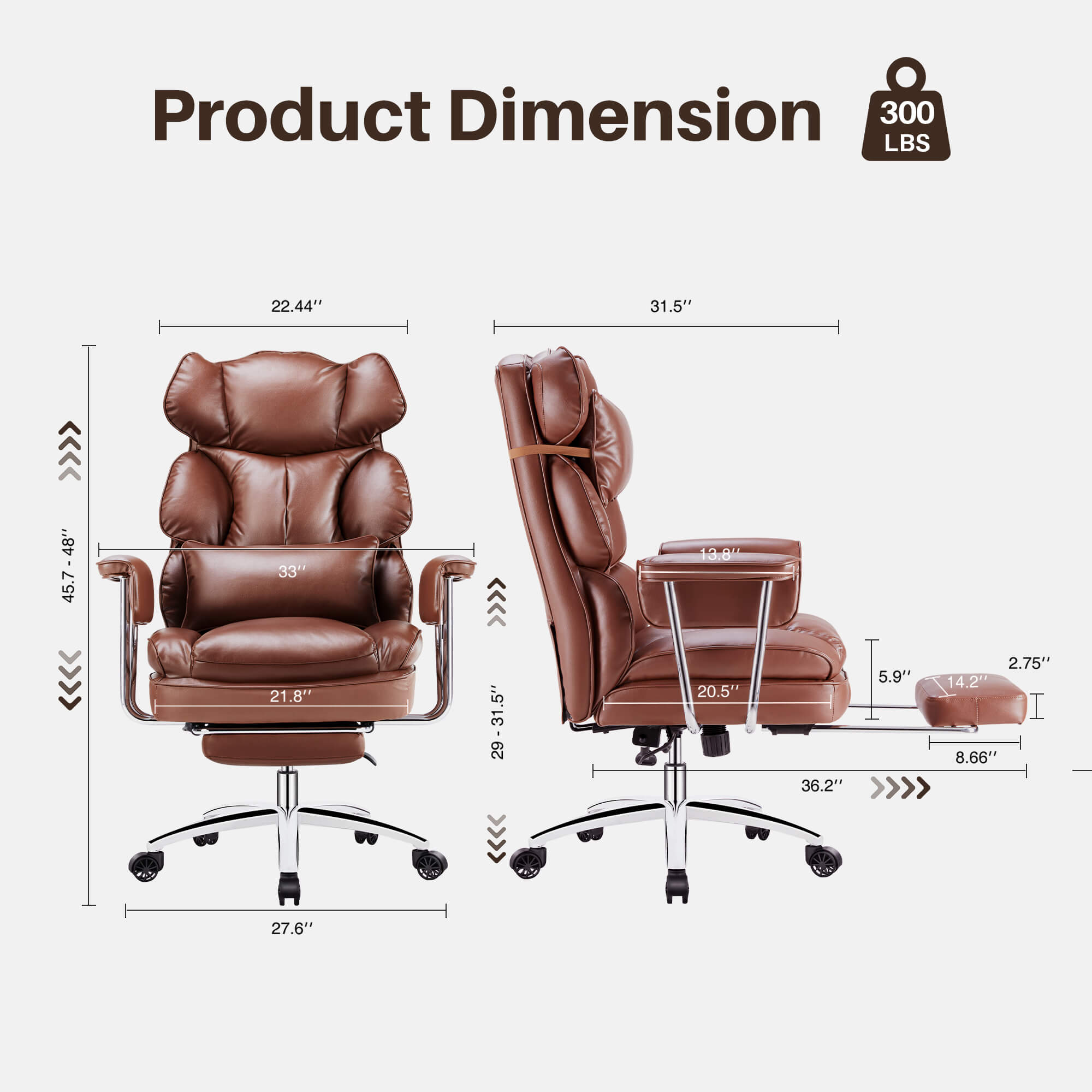 Computer Chair Leather with Leg Rest for Office