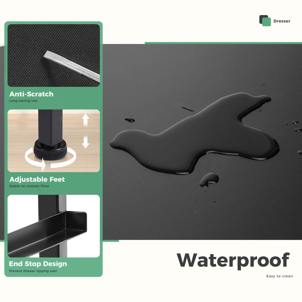 Dresser Wooden Top with Storage for Living Room Bedroom