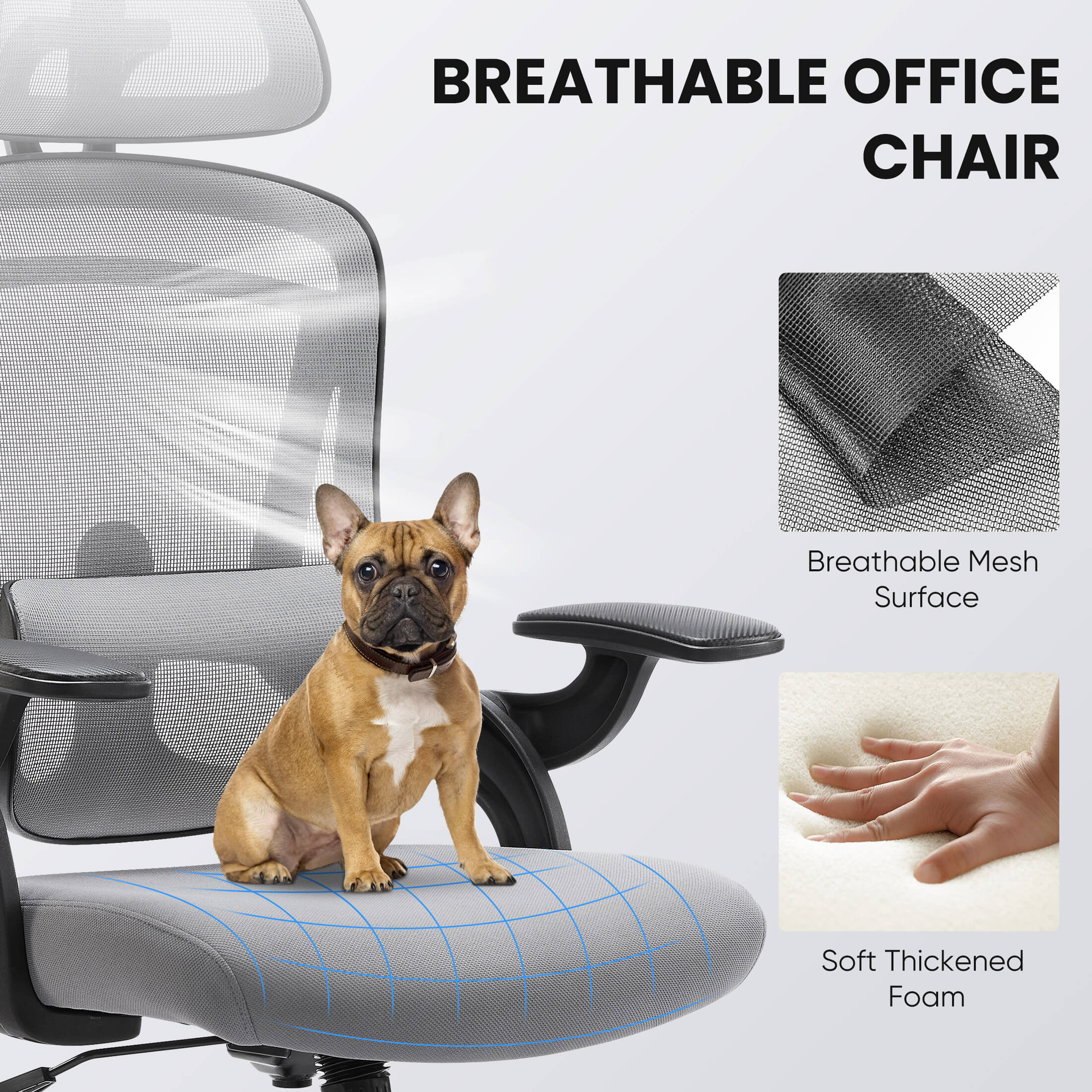 Office Chair 120° Tilt with Flip-Up Armrests for Offices