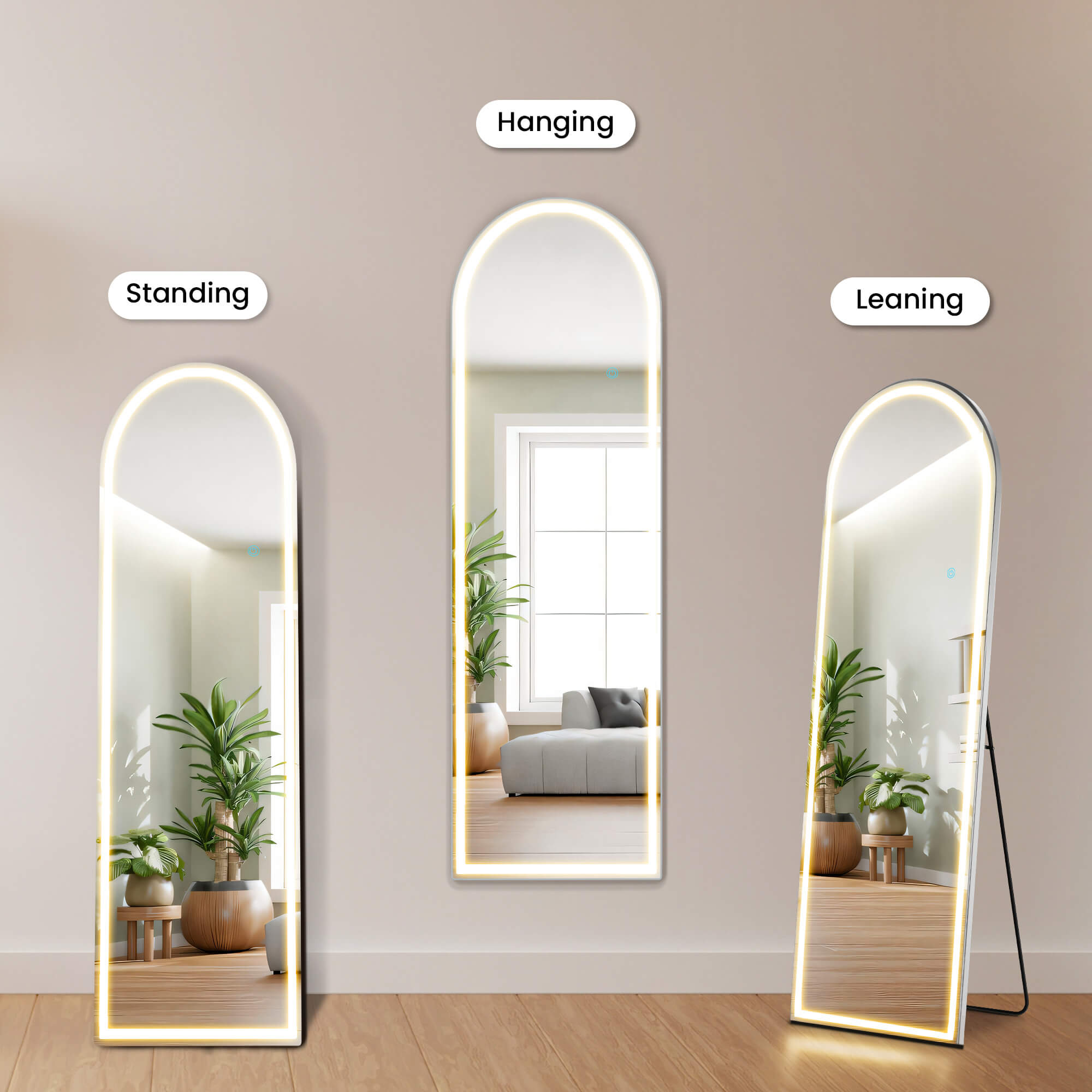 3-Color LED Illuminated Mirror for Indoors