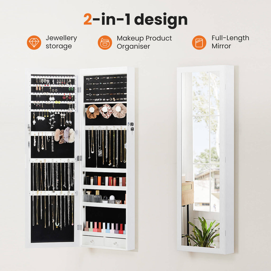 Jewellery Cabinet Hangable with Mirror for Bedroom