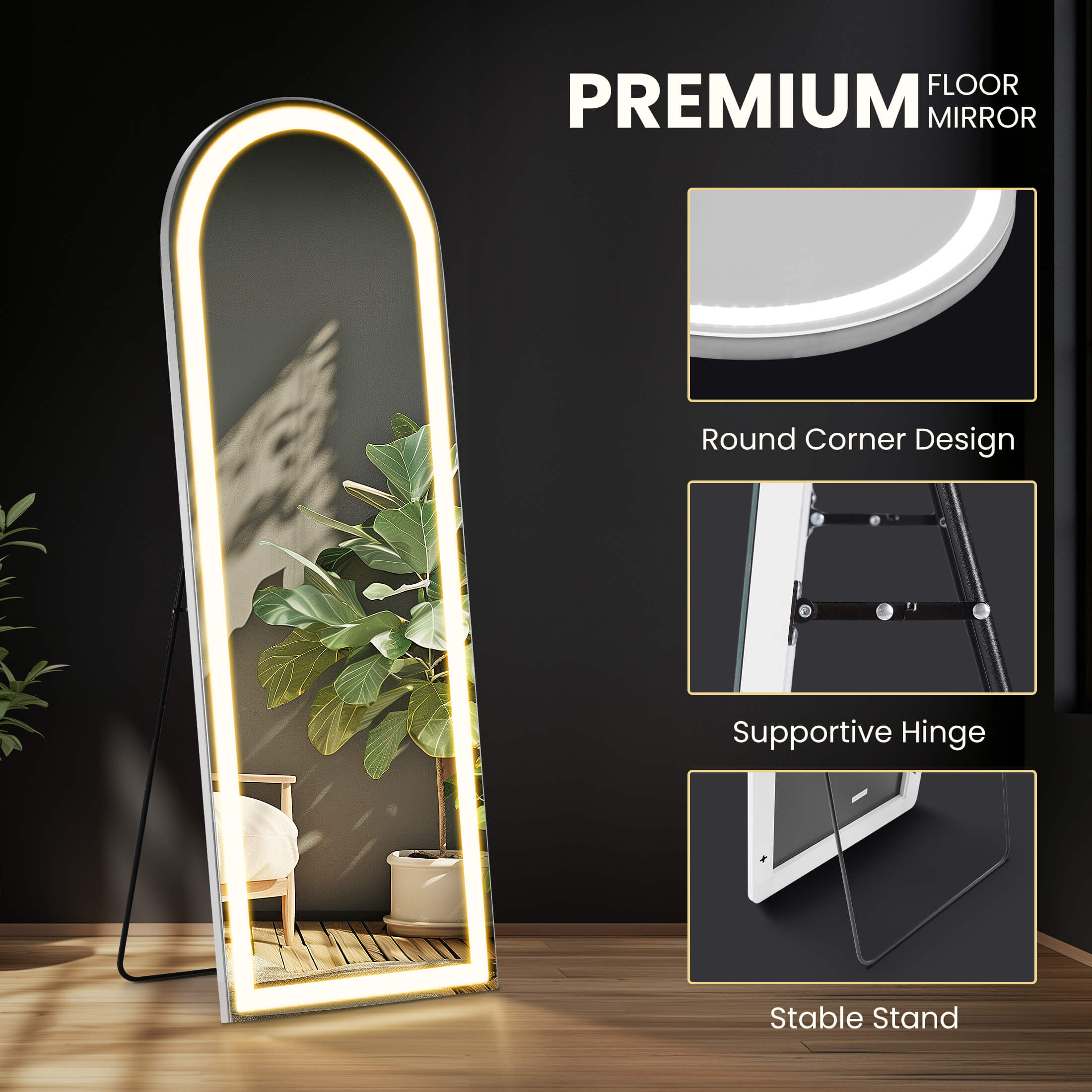 3-Color LED Illuminated Mirror for Indoors