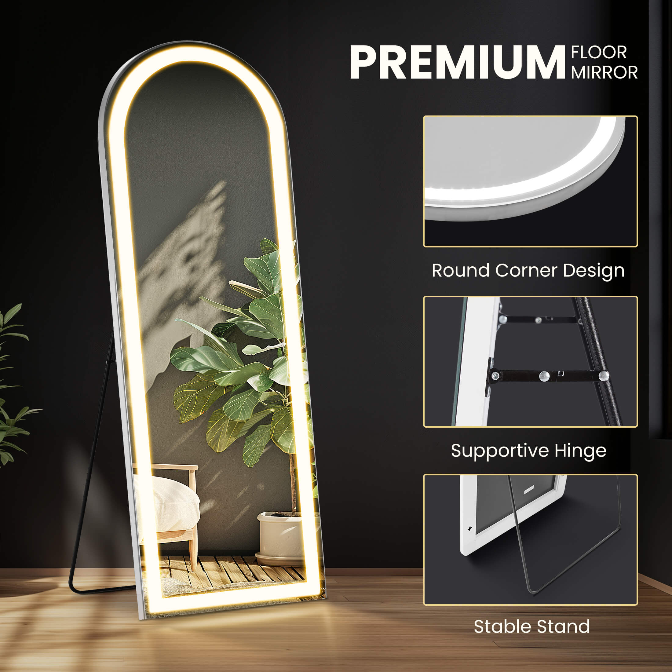3-Color LED Illuminated Mirror for Indoors