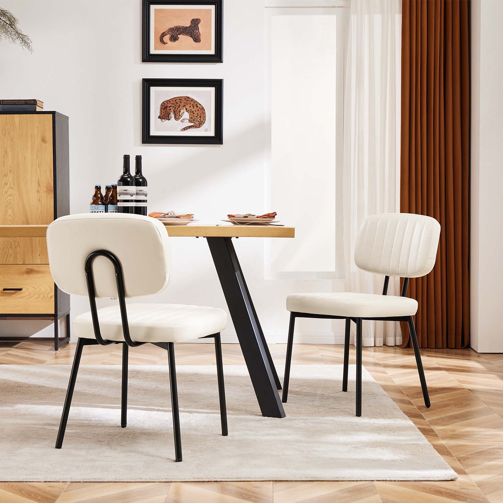 Dining Chair 2 Piece Faux Leather Cushion Set for Dining Room