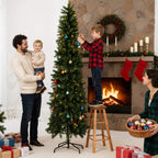 Luxury Pre-Decorated Artificial Fir Christmas Pencil Tree with Lights