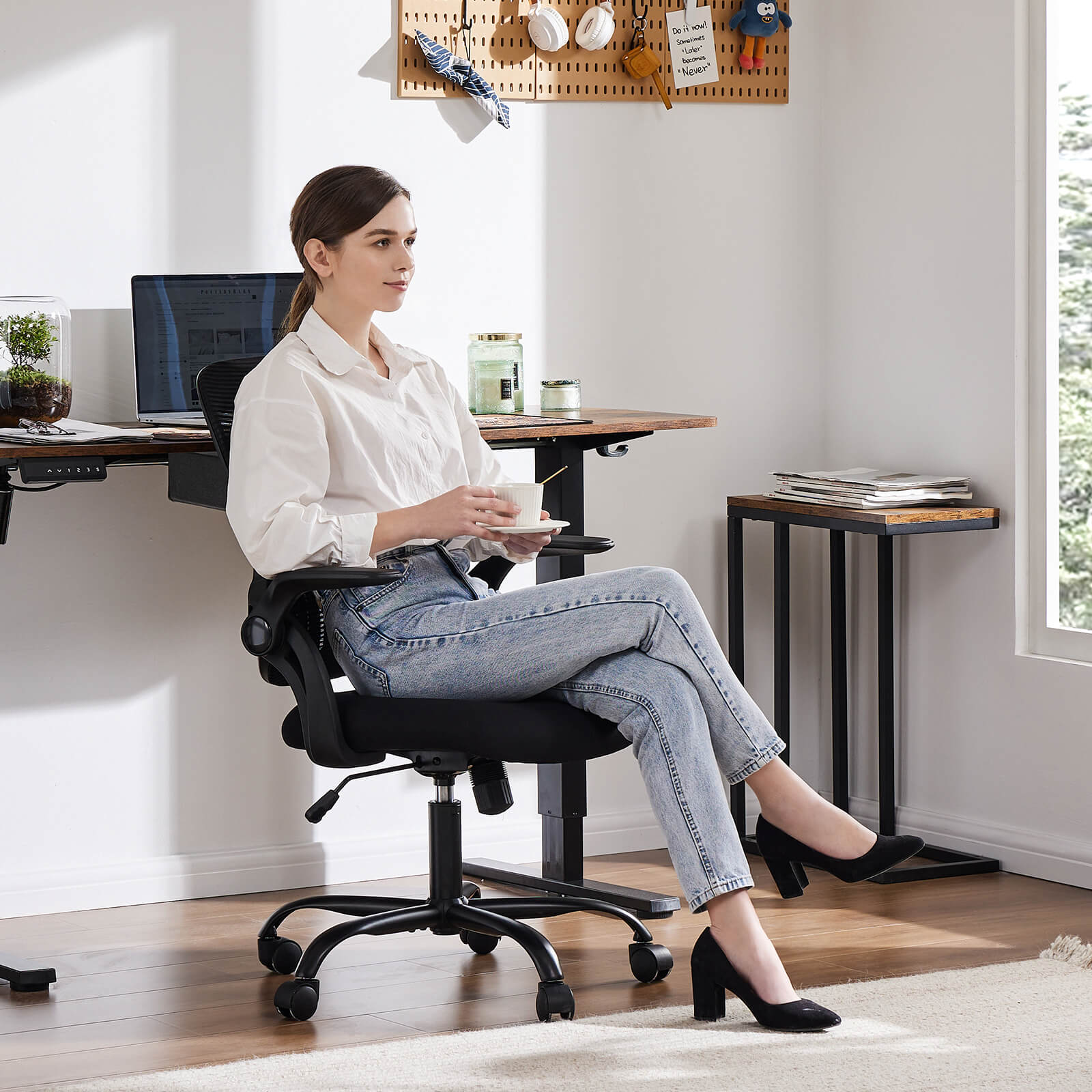 Office Chair with Wheels Reversible Armrests