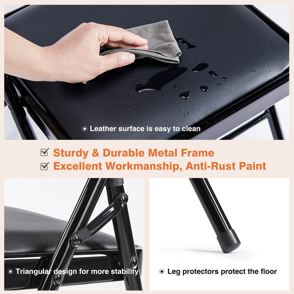 Leather Folding Chair for Events and Home Use