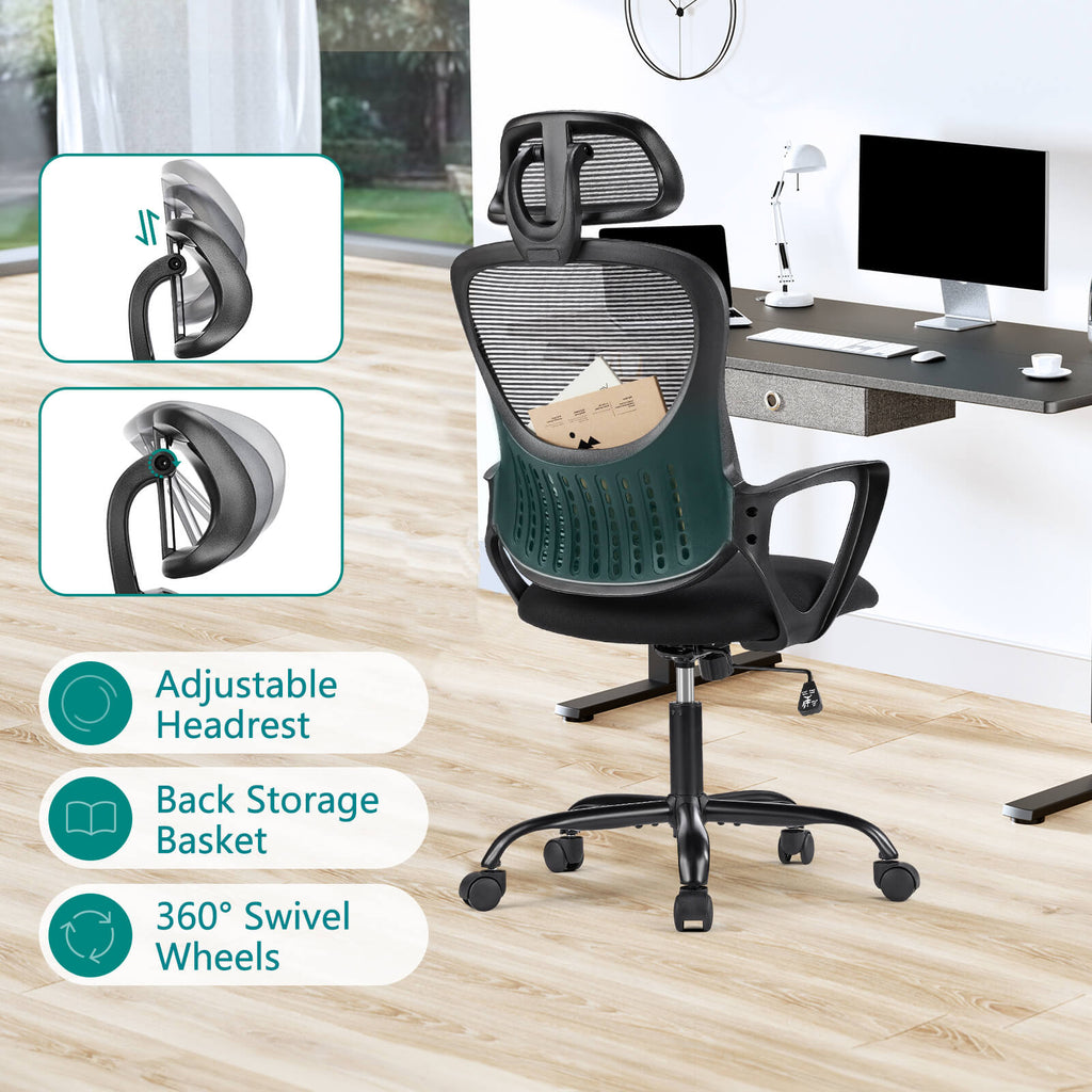 Office Chair High Back with Adjustable Headrest for Office