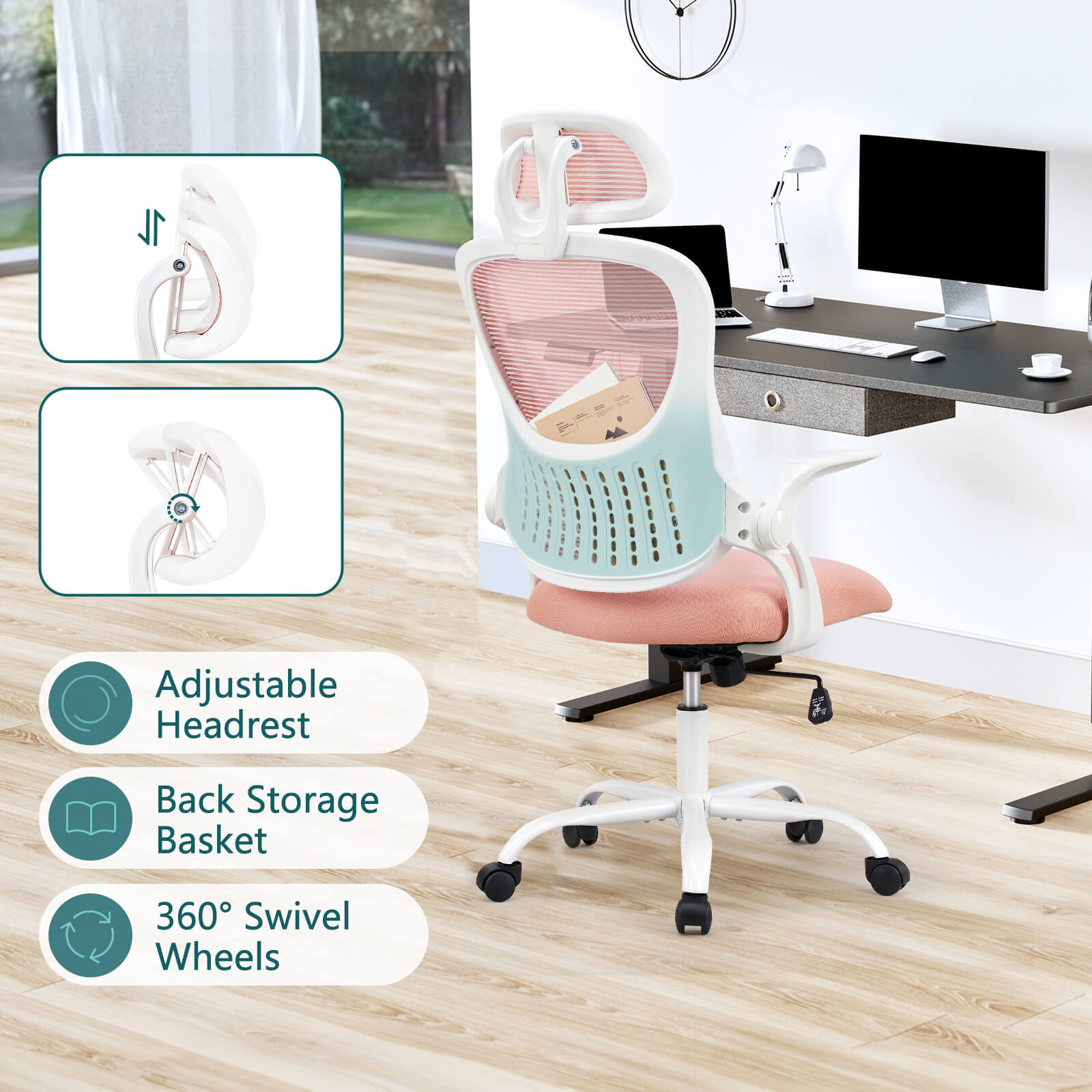 Office Chair High Back with Adjustable Headrest for Office