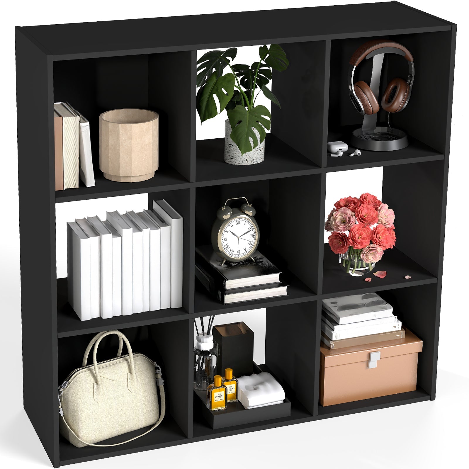 EDX Storage Organizer, Open Cube Storage Bookcase with 3 Removable Back Panels for Living Room, Bedroom & Office
