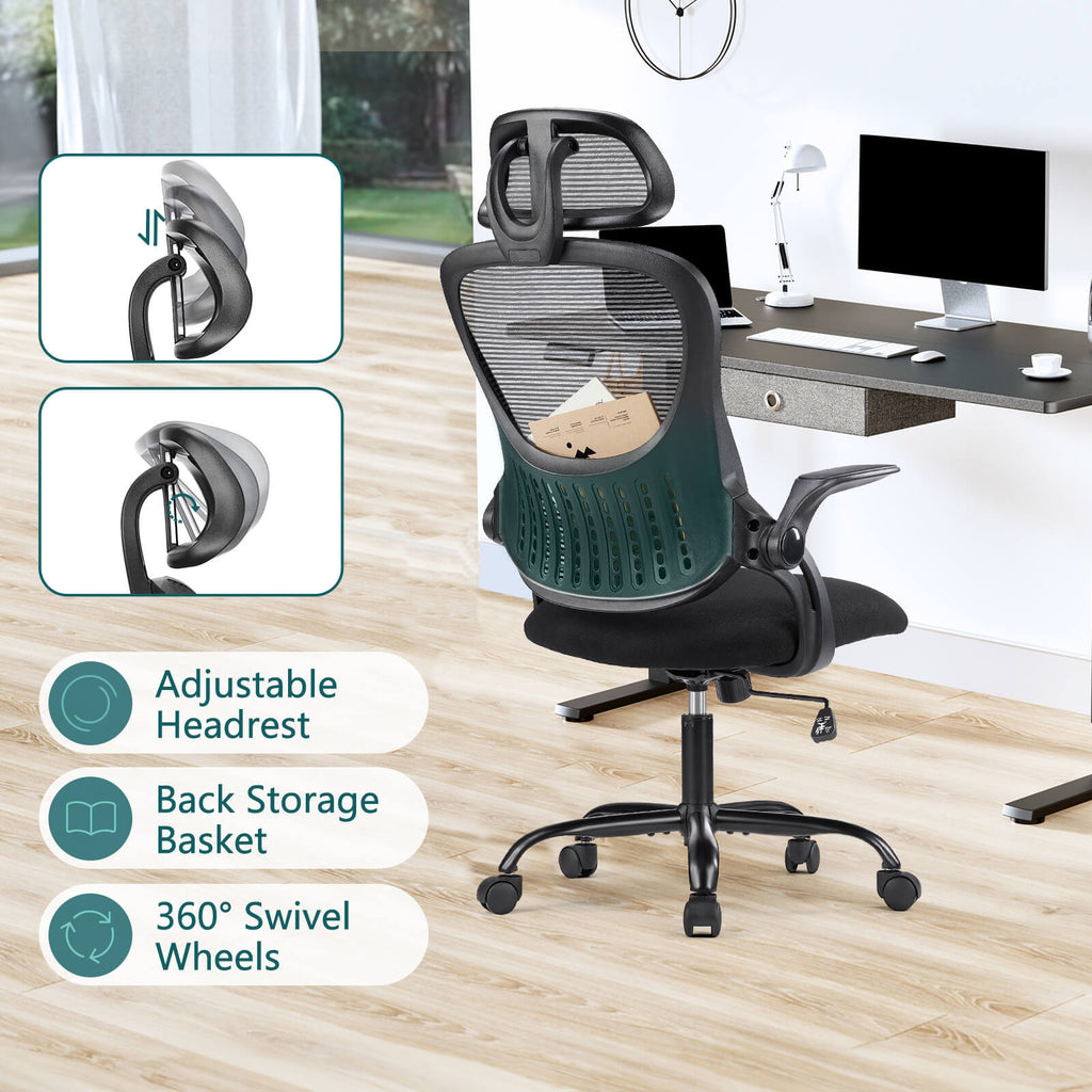 Office Chair High Back with Adjustable Headrest for Office