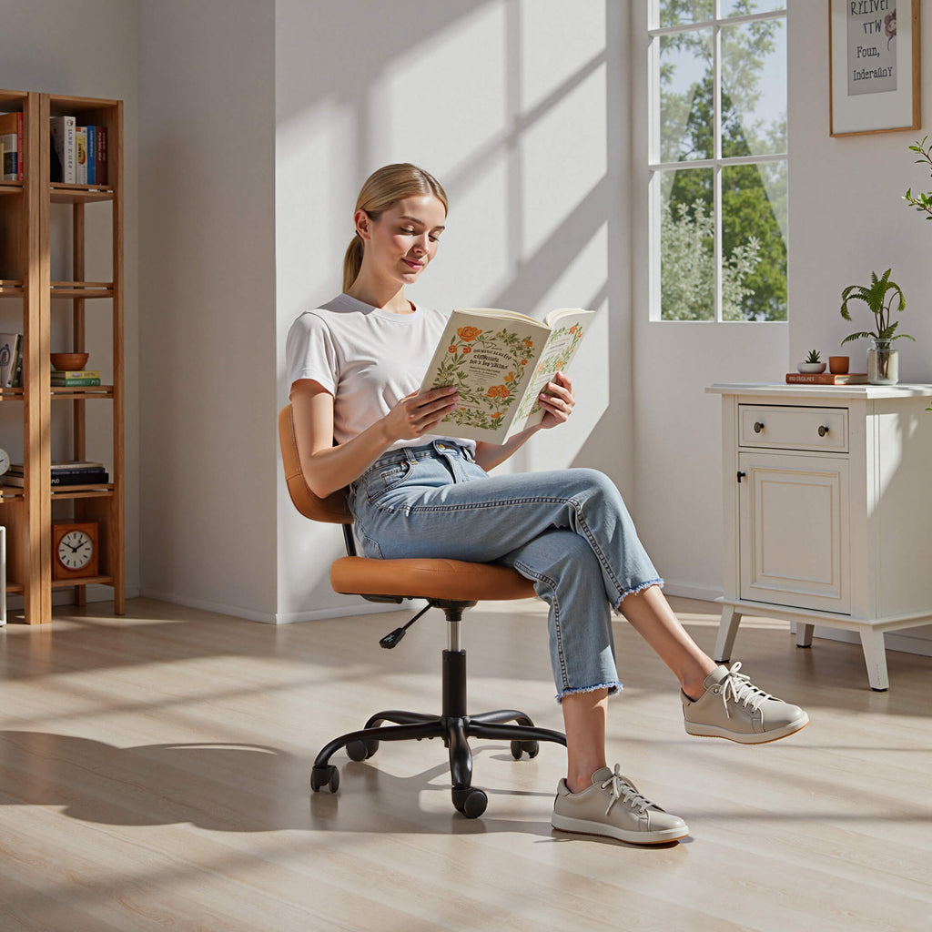Computer Chair without Armrests Swivel for Study Room