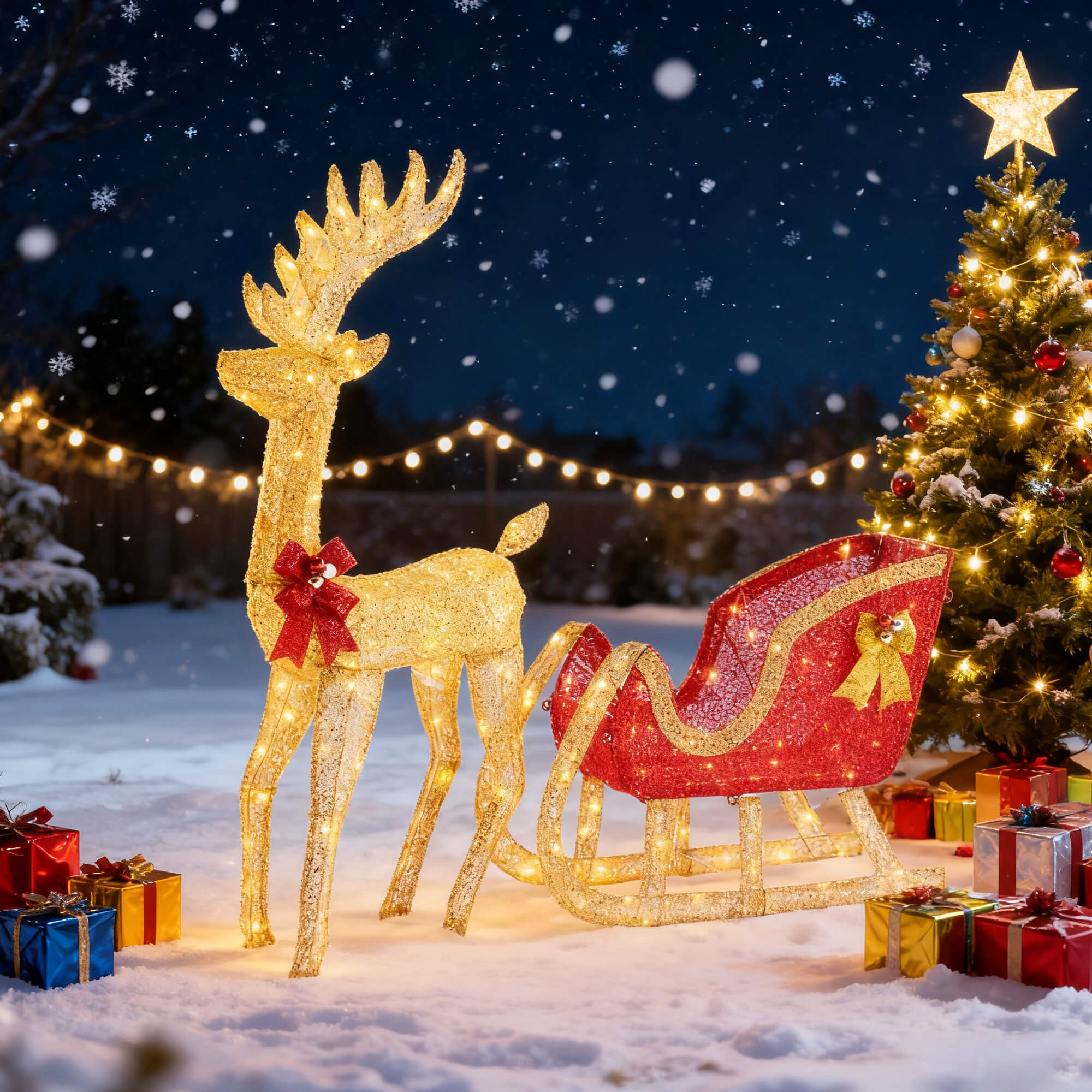 LED Reindeer Sleigh Set - Outdoor Christmas Decor
