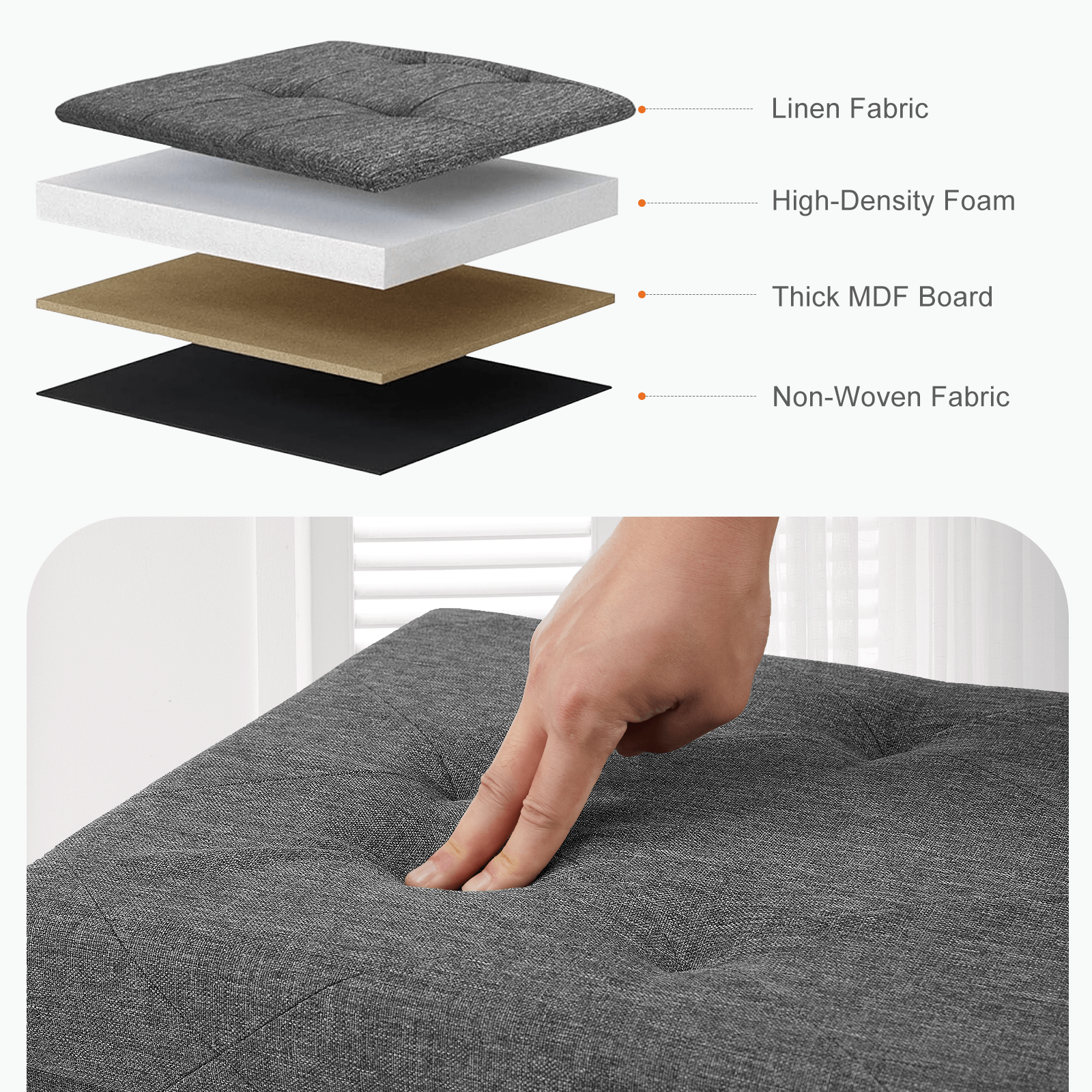 Bed Footstool storage ottoman for Bedroom and Entry Door