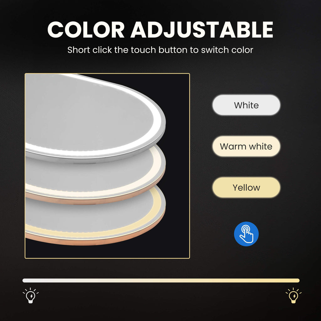 3-Color LED Illuminated Mirror for Indoors