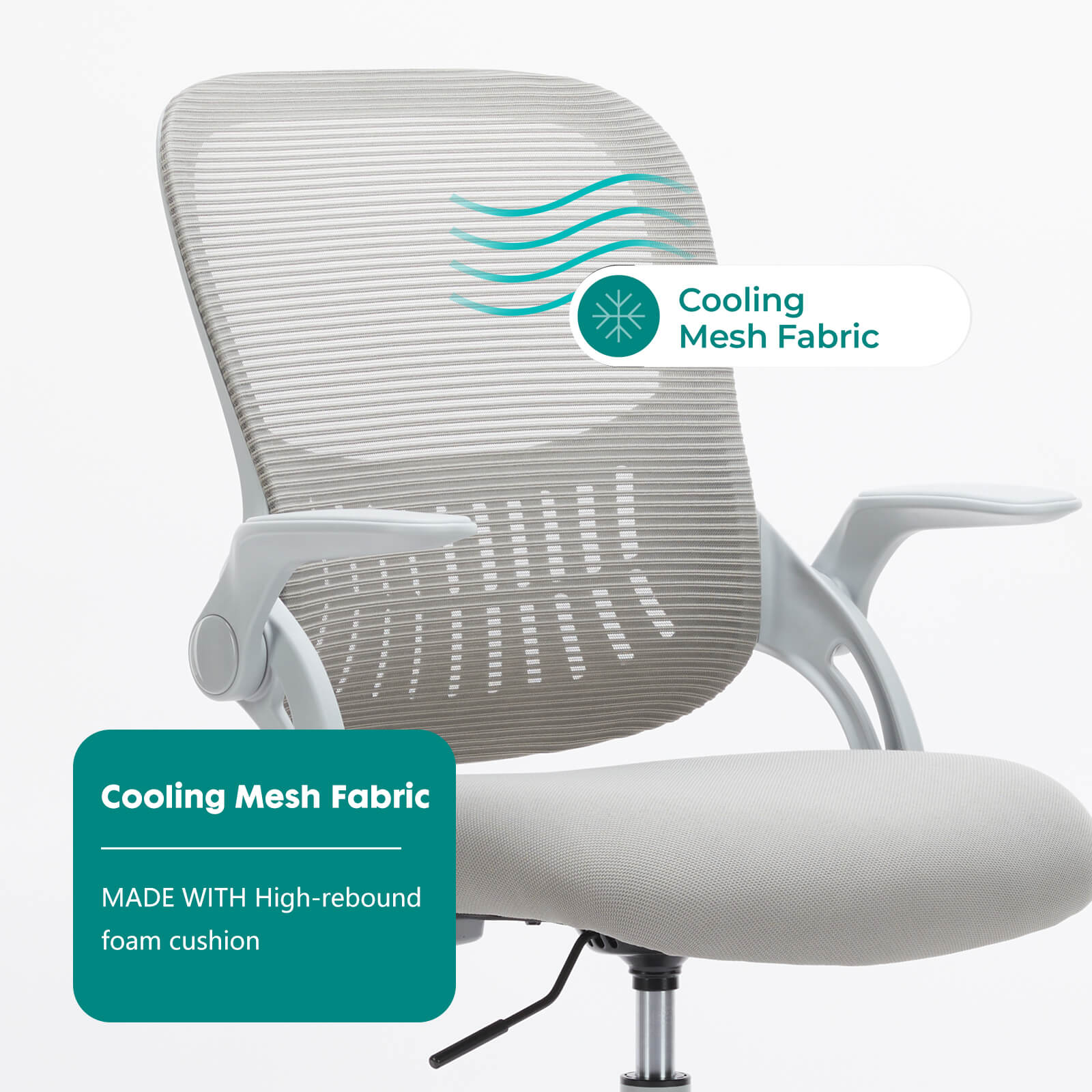 Office Chair with Reversible Armrest Lumbar Support