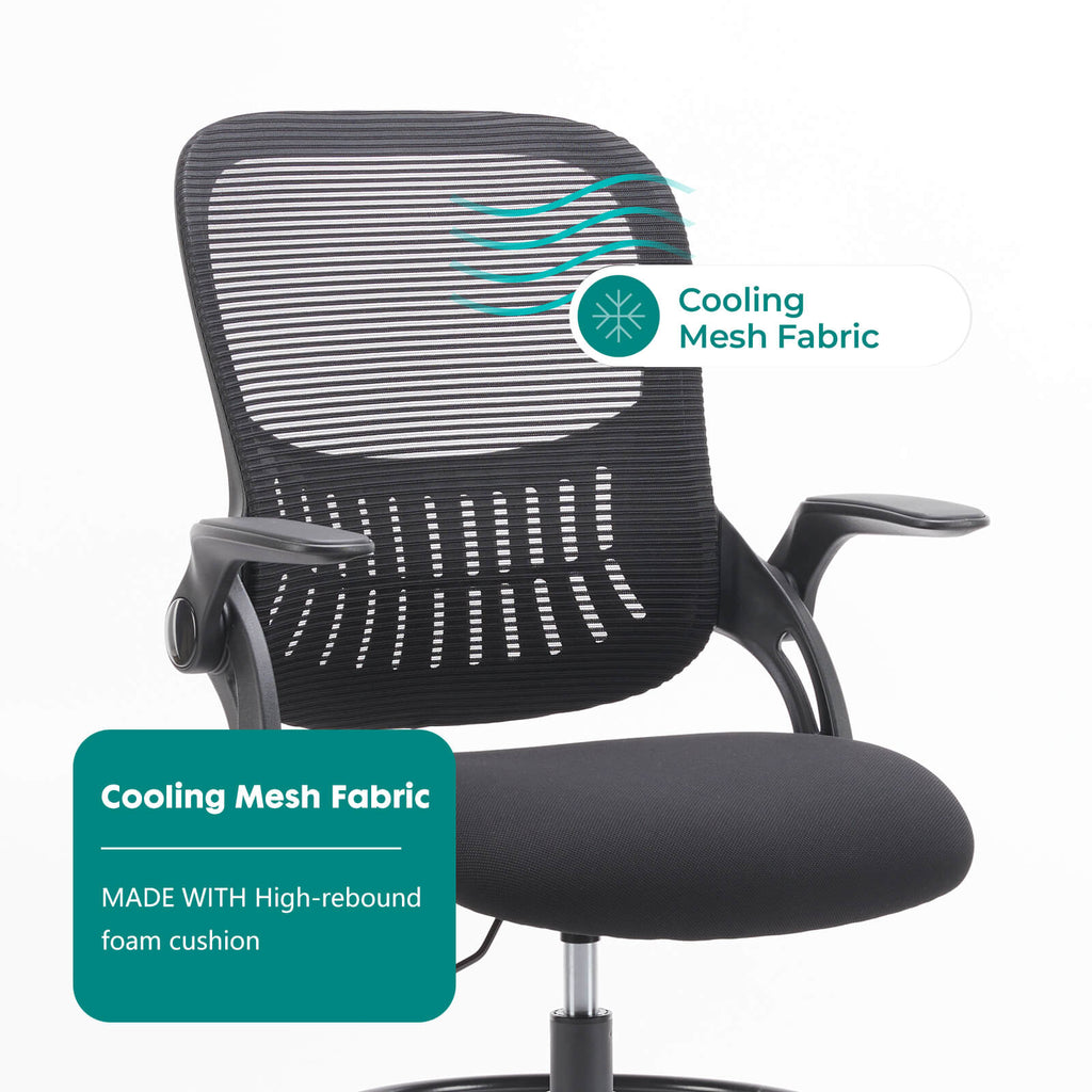 Office Chair with Reversible Armrest Lumbar Support