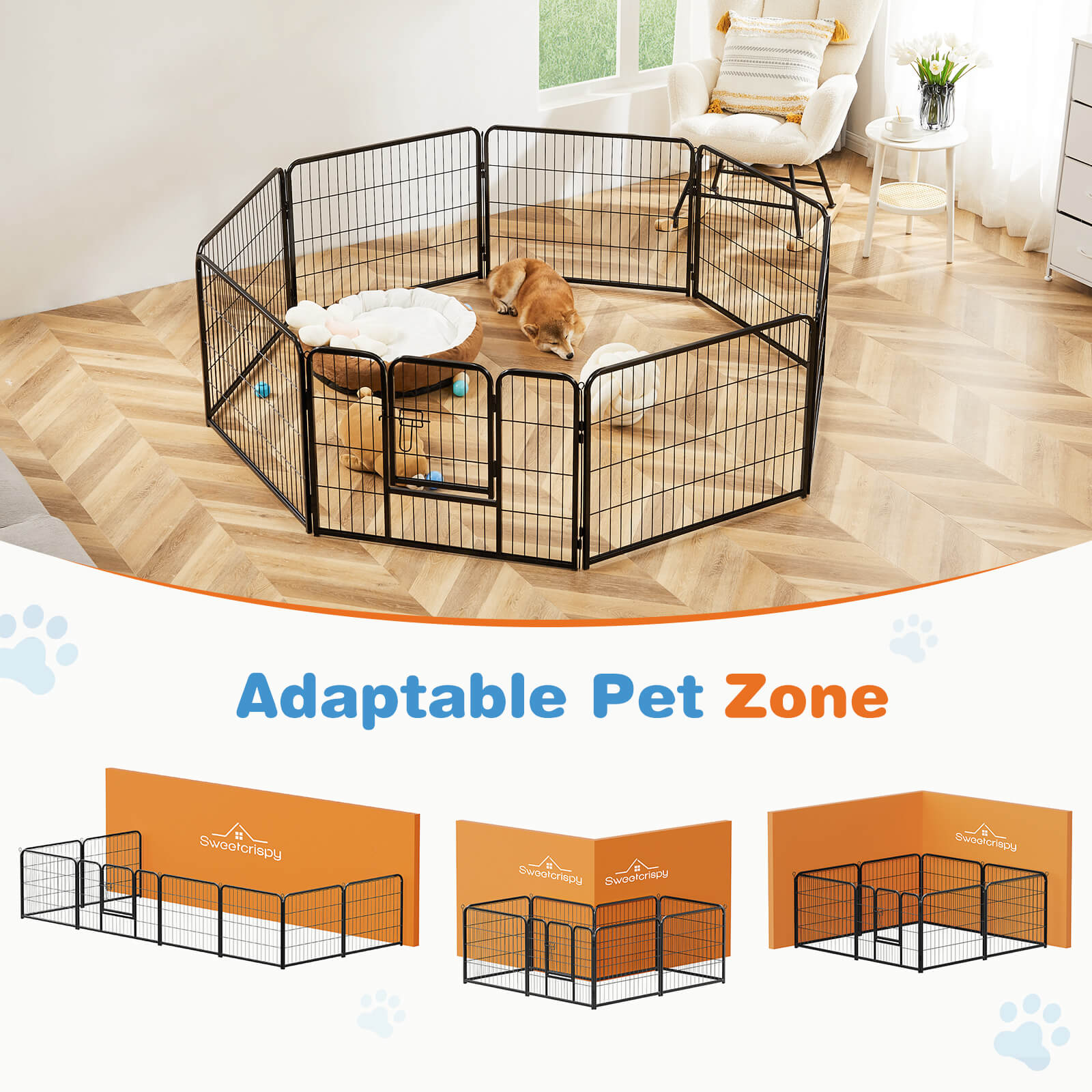Dog Fence Collapsible for Garden Patio