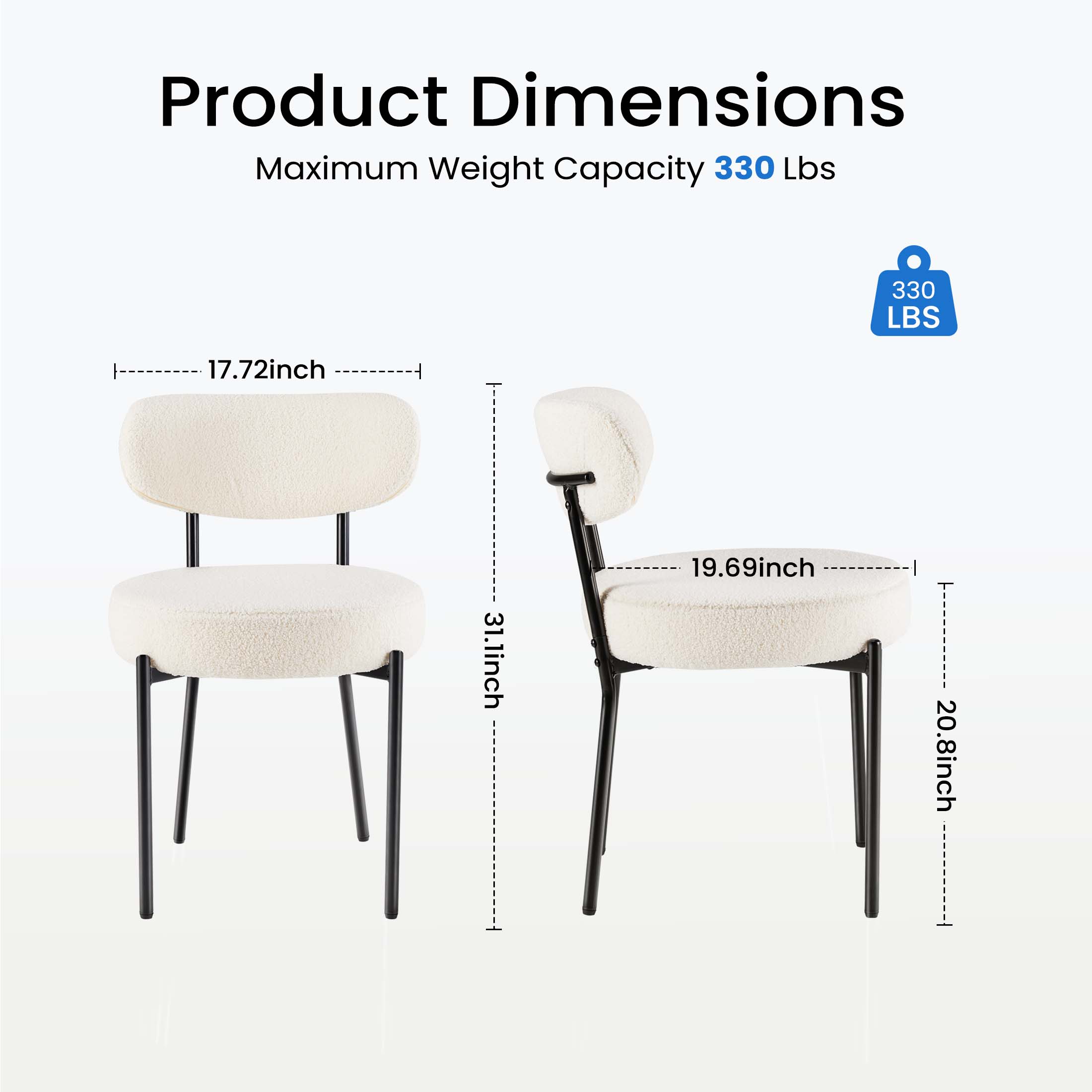 Dining Chair Set of 4 Soft Cushions for Dining Room