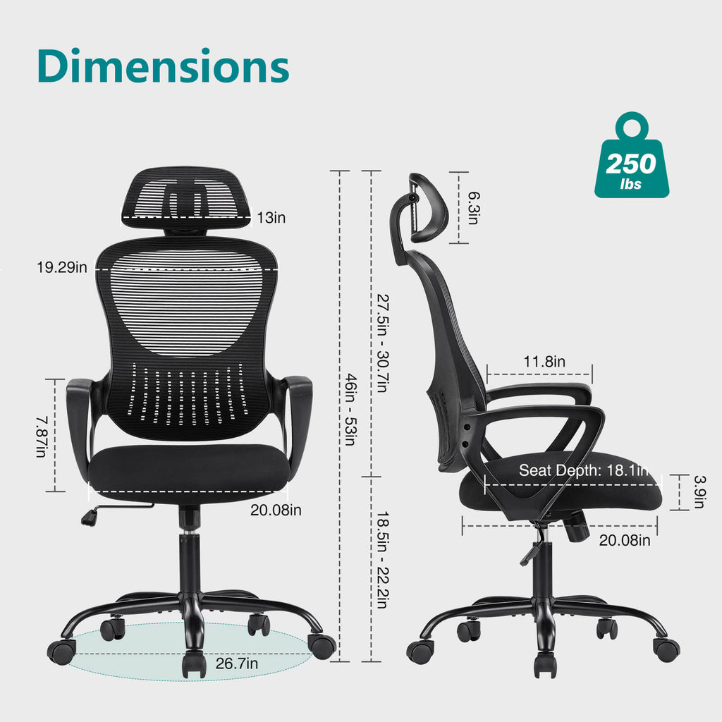 Office Chair High Back with Adjustable Headrest for Office