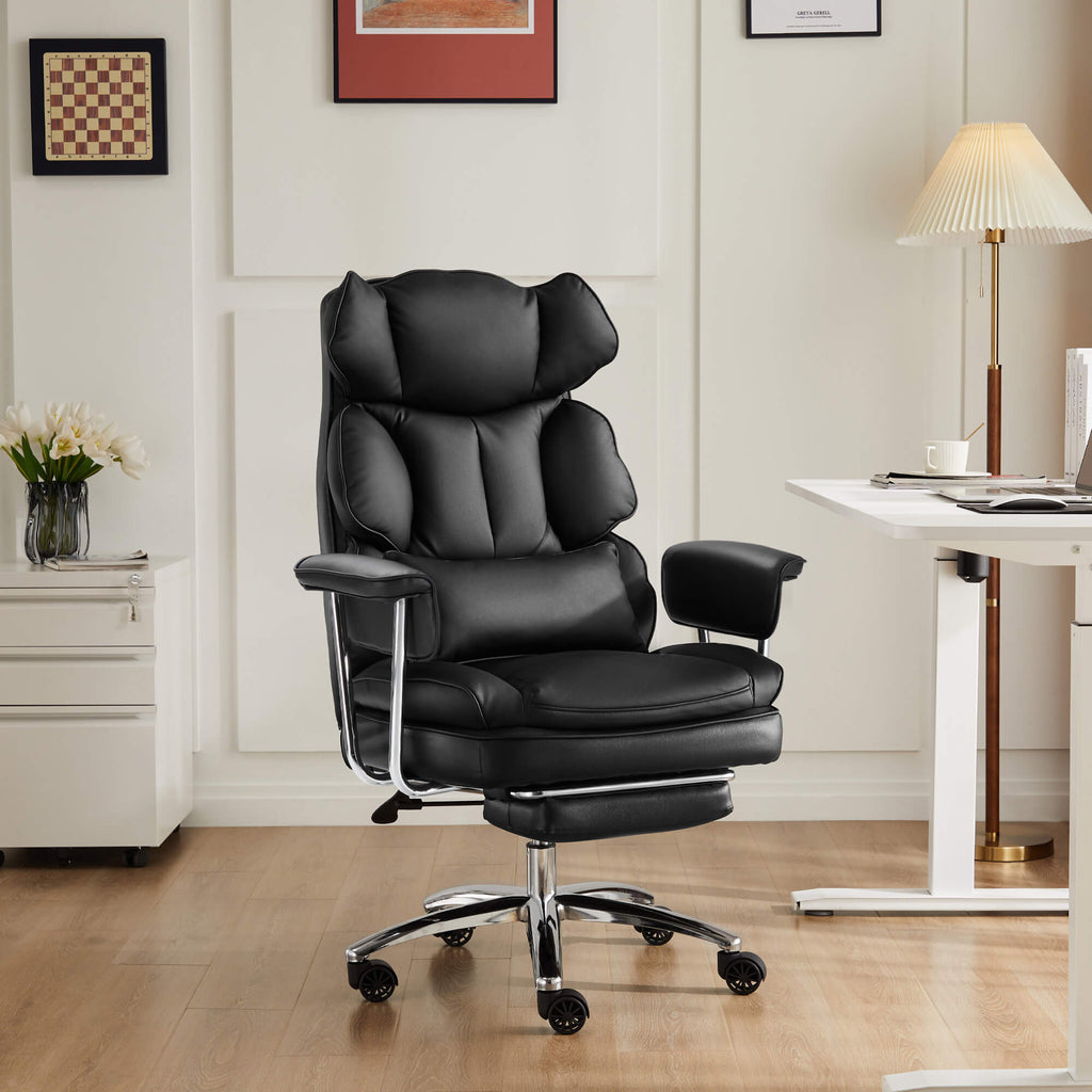 Computer Chair Leather with Leg Rest for Office