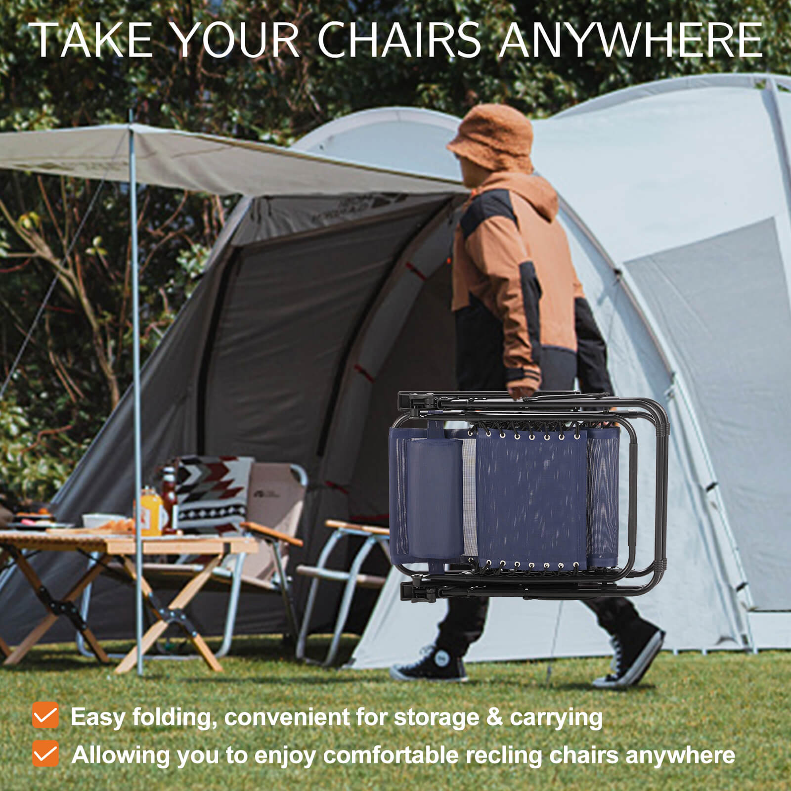 Portable Camping Lounge Chair（Set of 2）