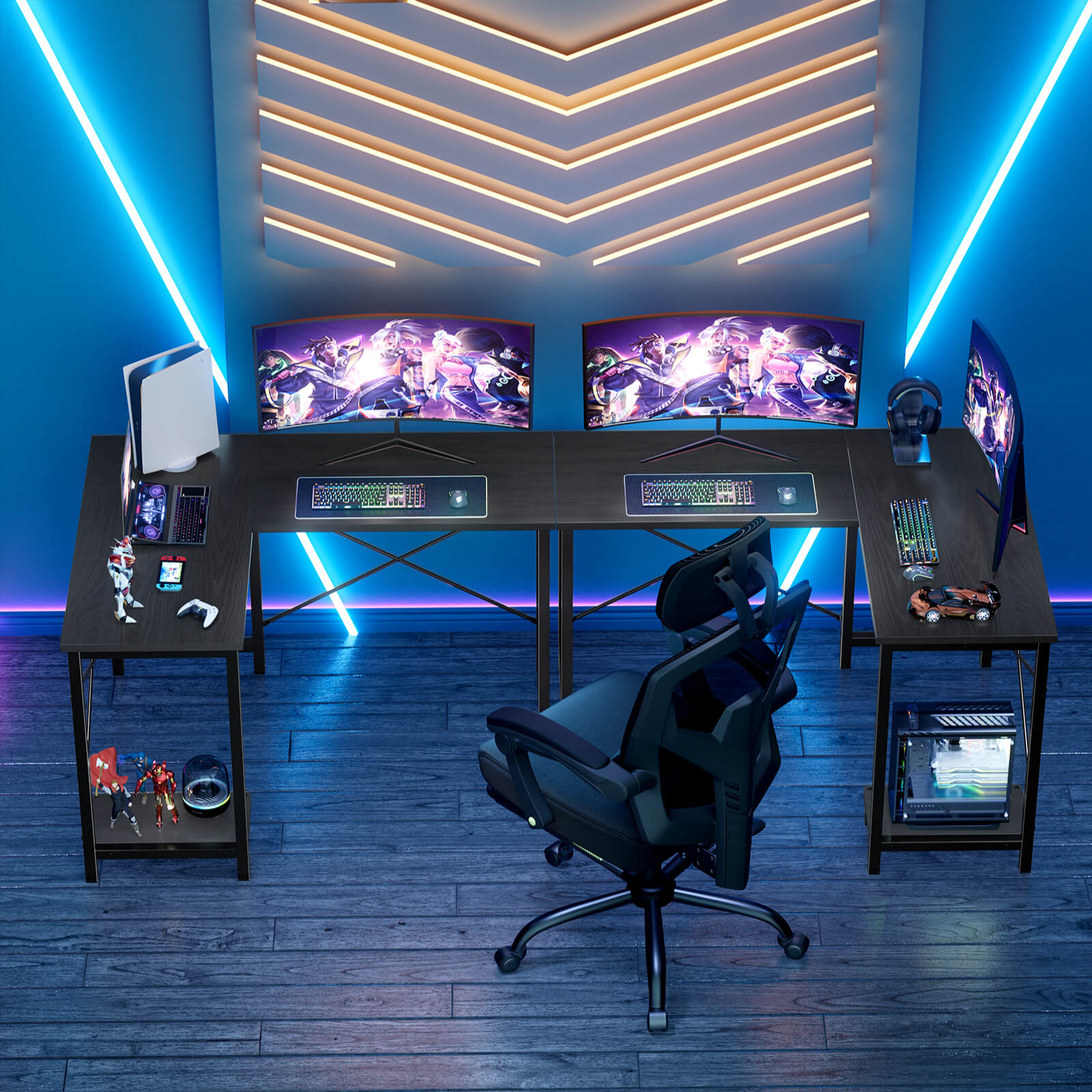 Play Table, L-Shape with Stand Side Pocket for Home