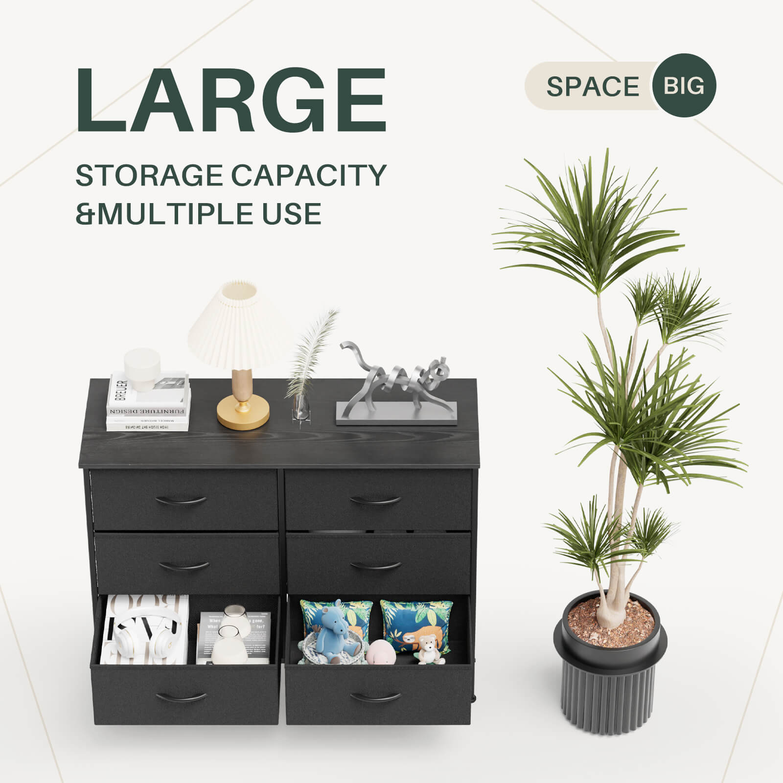 TV Stand with Wide Drawers for Bedroom