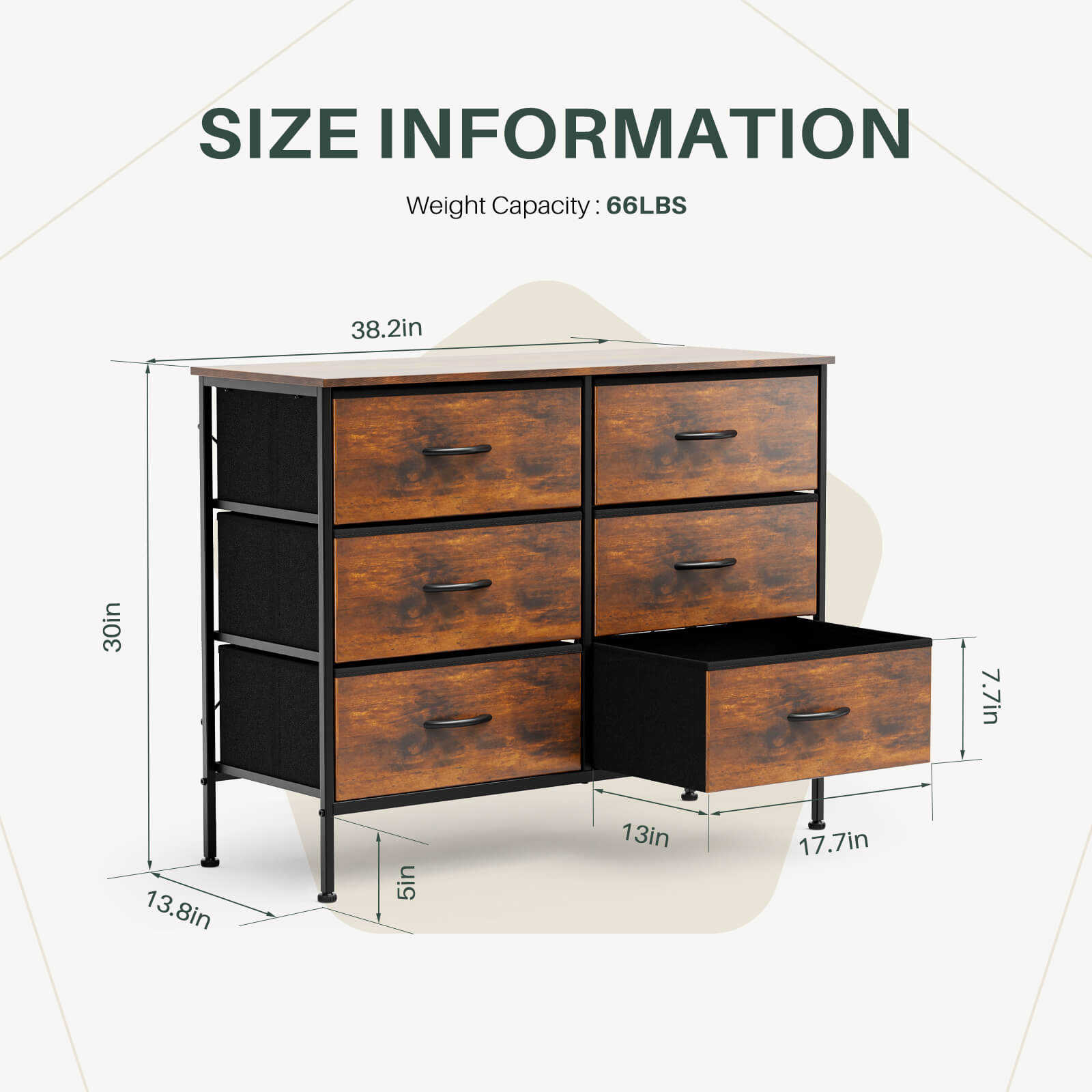 TV Stand with Wide Drawers for Bedroom