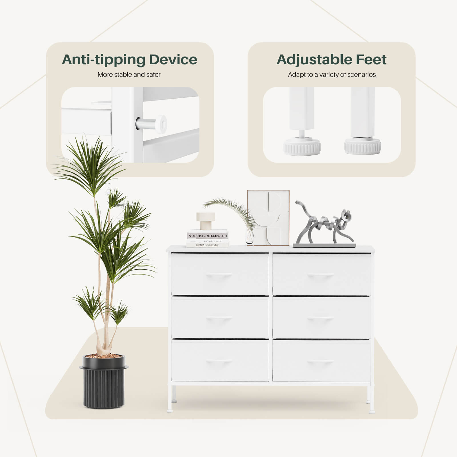 TV Stand with Wide Drawers for Bedroom