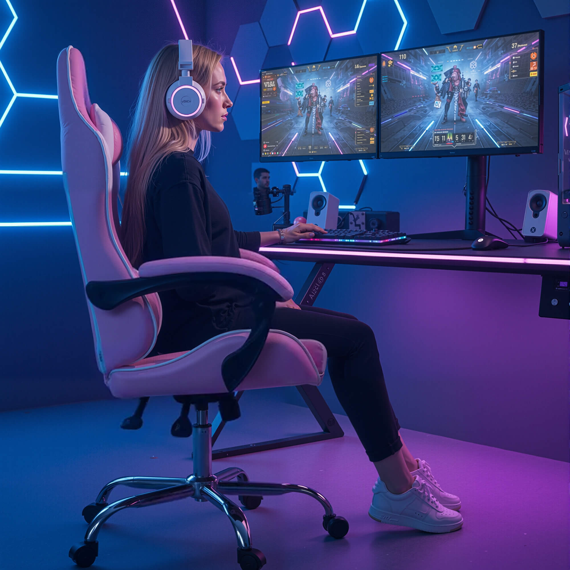 Gaming Chair with Footrest Upholstered Armrests for Home Office