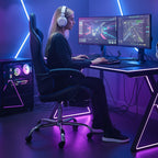 Gaming Chair with Footrest Upholstered Armrests for Home Office