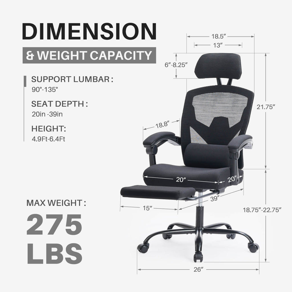 Office Chair with Lumbar Extendable Pedal