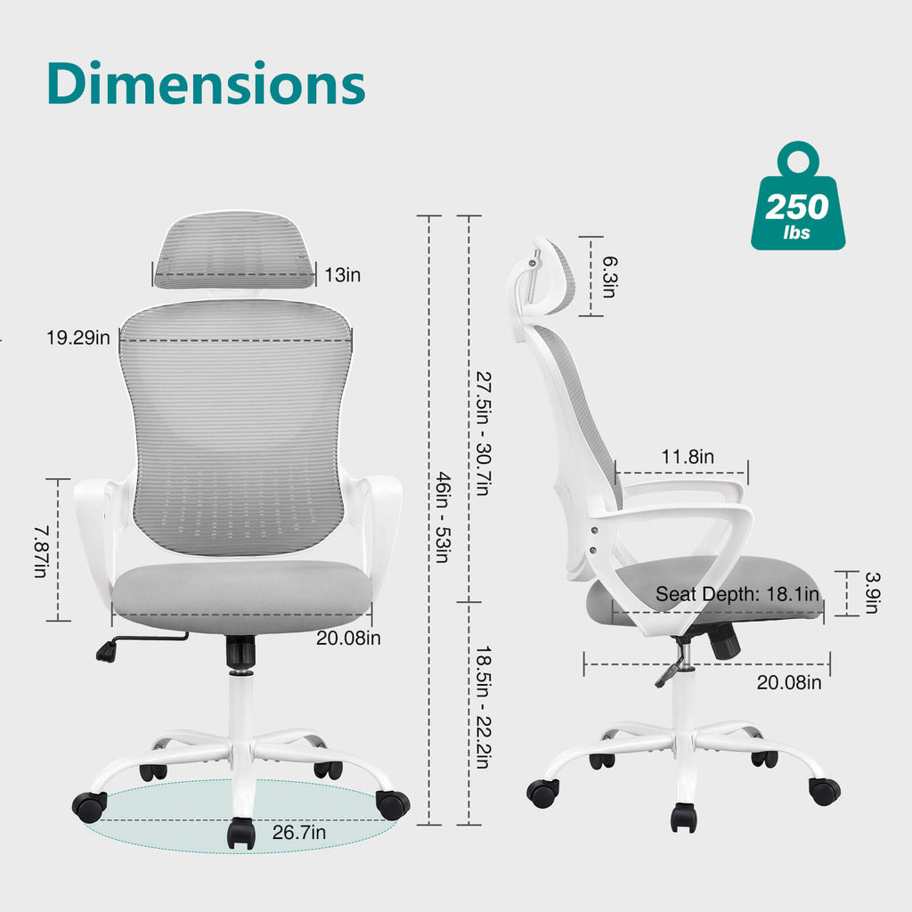 Office Chair High Back with Adjustable Headrest for Office
