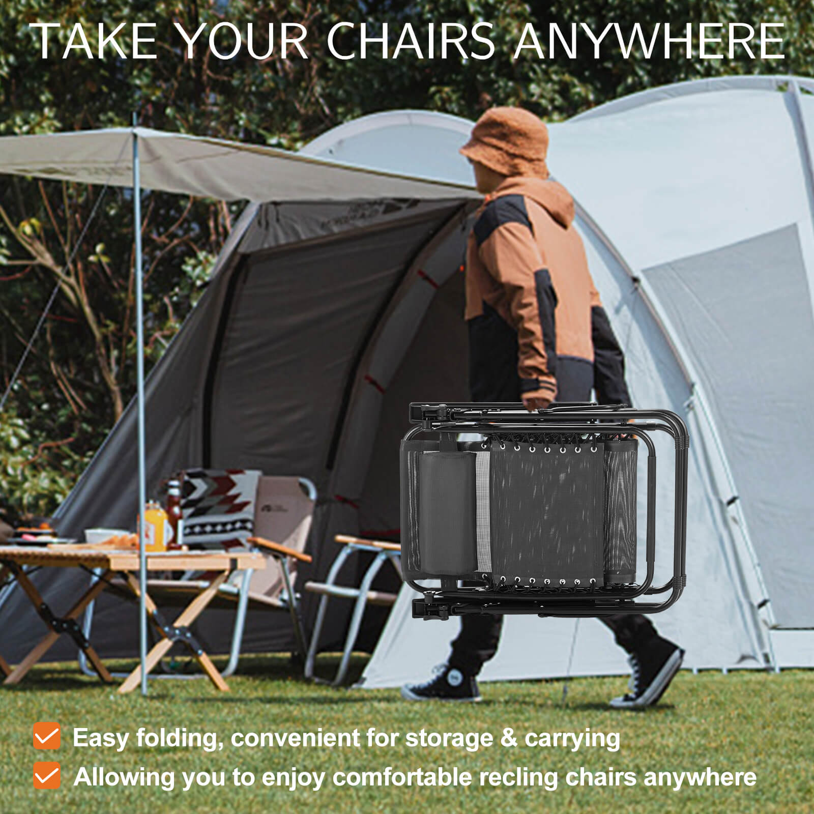 Portable Camping Lounge Chair（Set of 2）