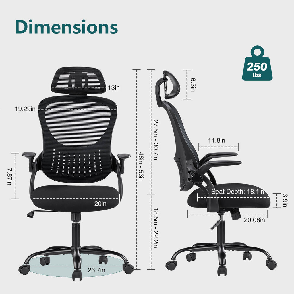 Office Chair High Back with Adjustable Headrest for Office