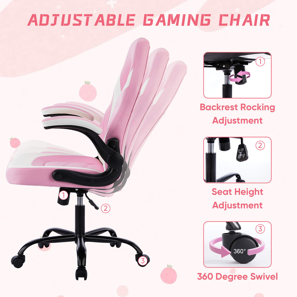 Leather Gaming Chair Height Adjustable For Playroom