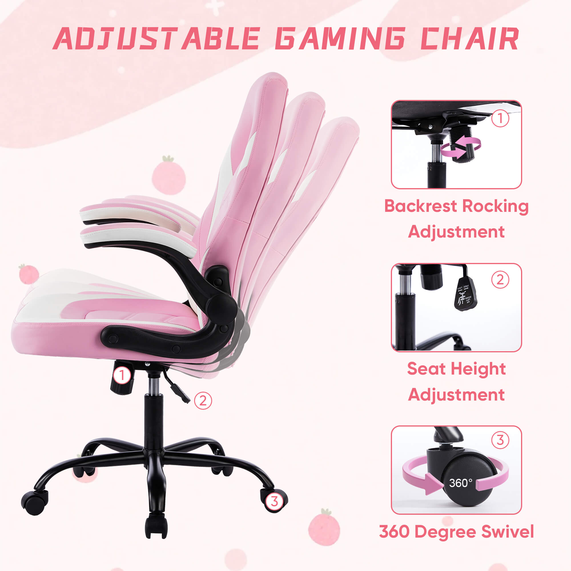 Leather Gaming Chair Height Adjustable For Playroom