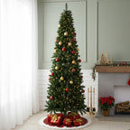 Luxury Pre-Decorated Artificial Fir Christmas Pencil Tree with Lights