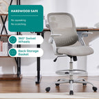 Office Chair with Reversible Armrest Lumbar Support