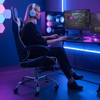 Gaming Chair with Footrest Upholstered Armrests for Home Office