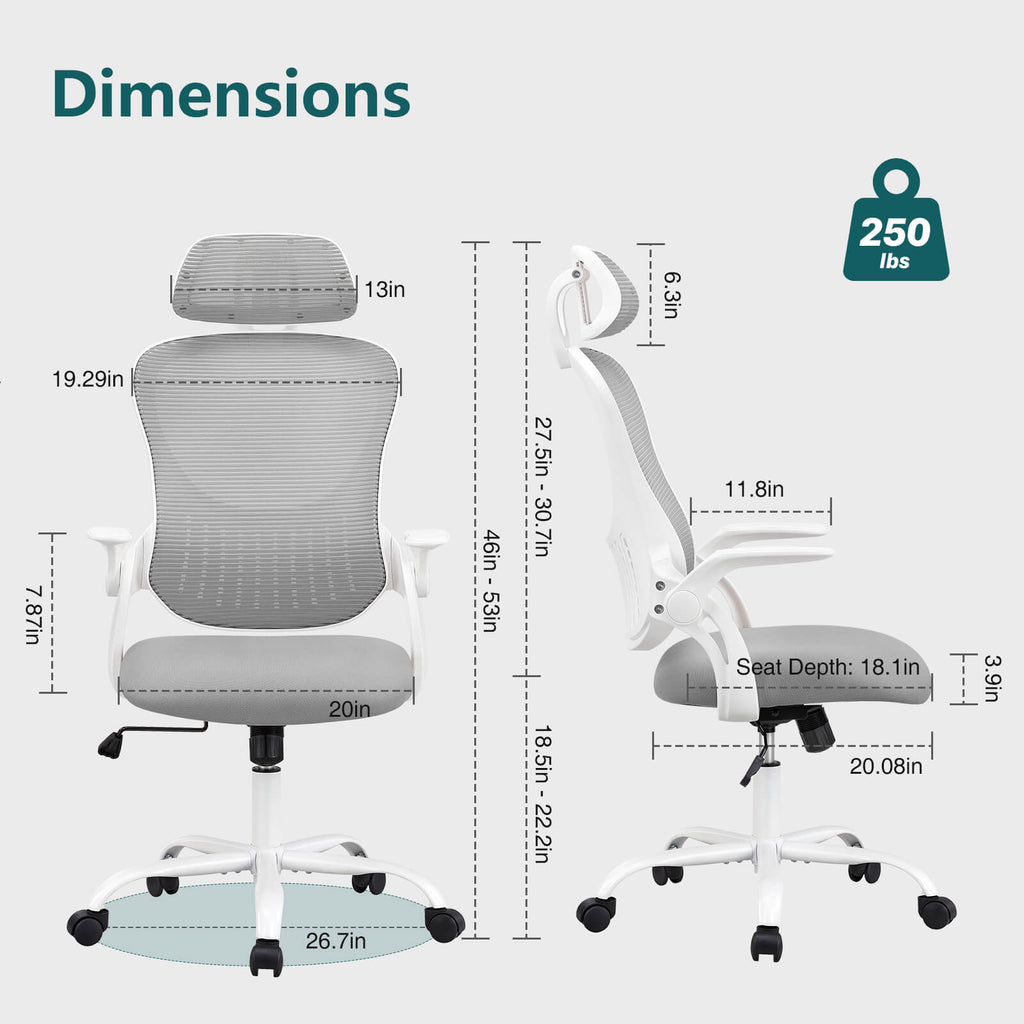 Office Chair High Back with Adjustable Headrest for Office