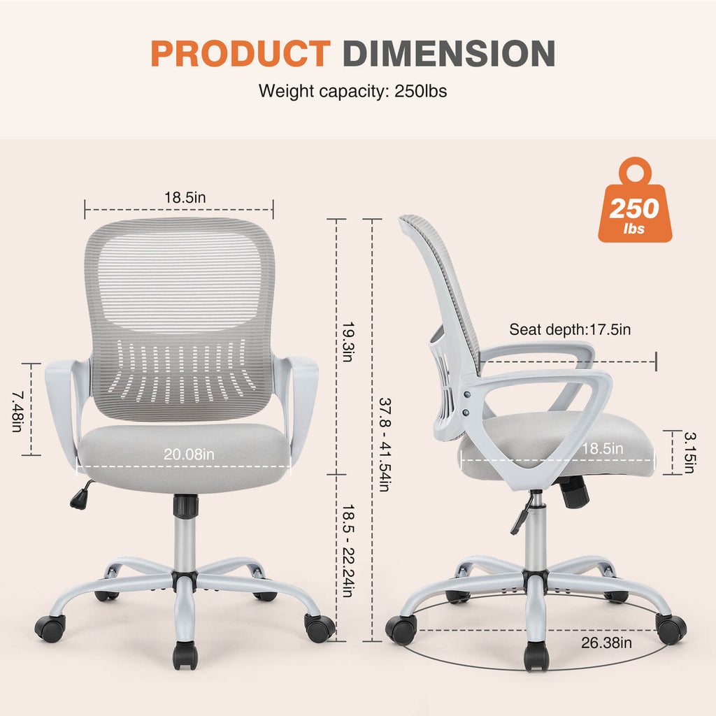 Office Chair with Lumbar Support and Armrests