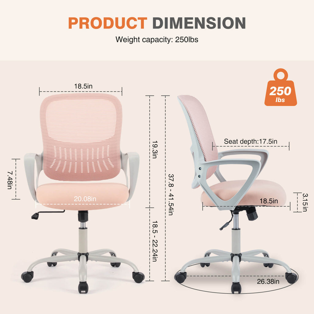 Office Chair with Lumbar Support and Armrests