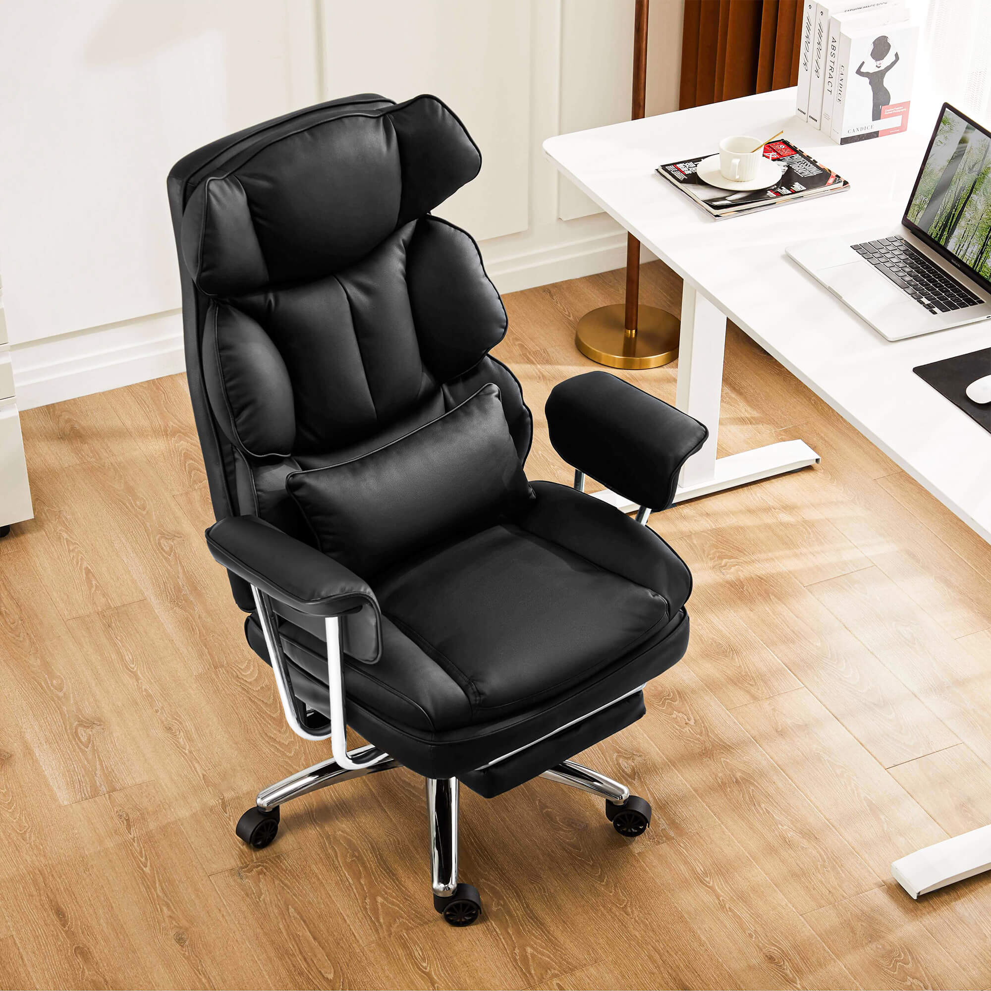 Computer Chair Leather with Leg Rest for Office
