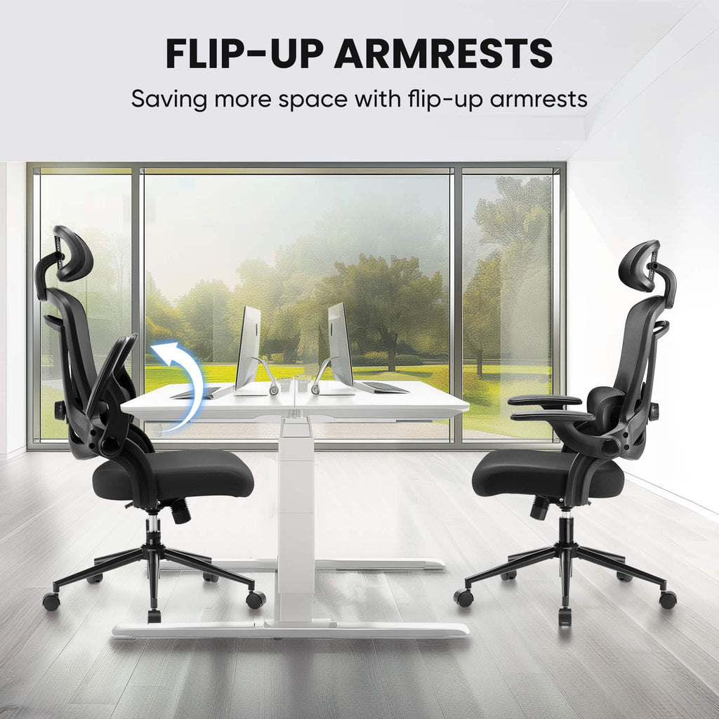 Office Chair 120° Tilt with Flip-Up Armrests for Offices