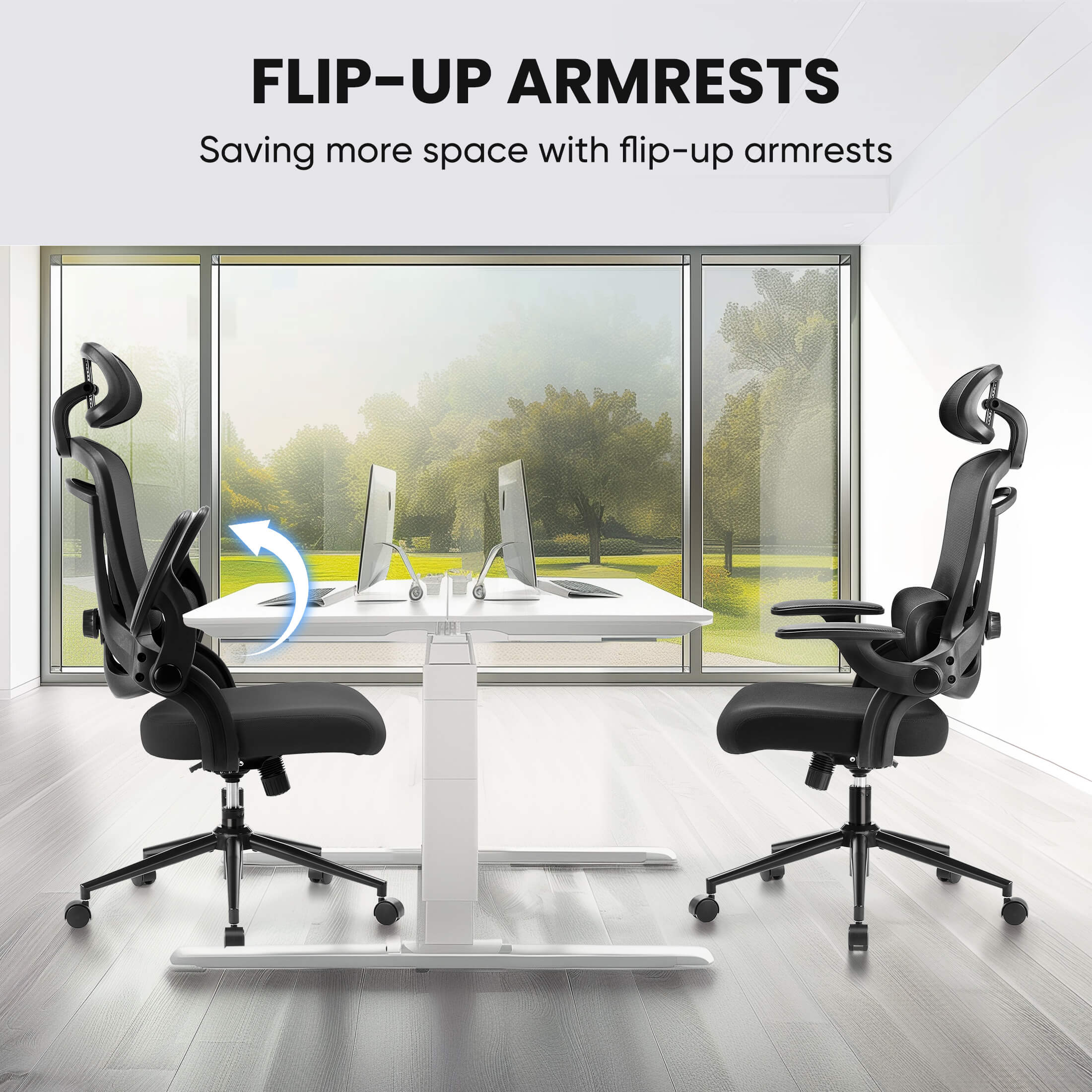 Office Chair 120° Tilt with Flip-Up Armrests for Offices