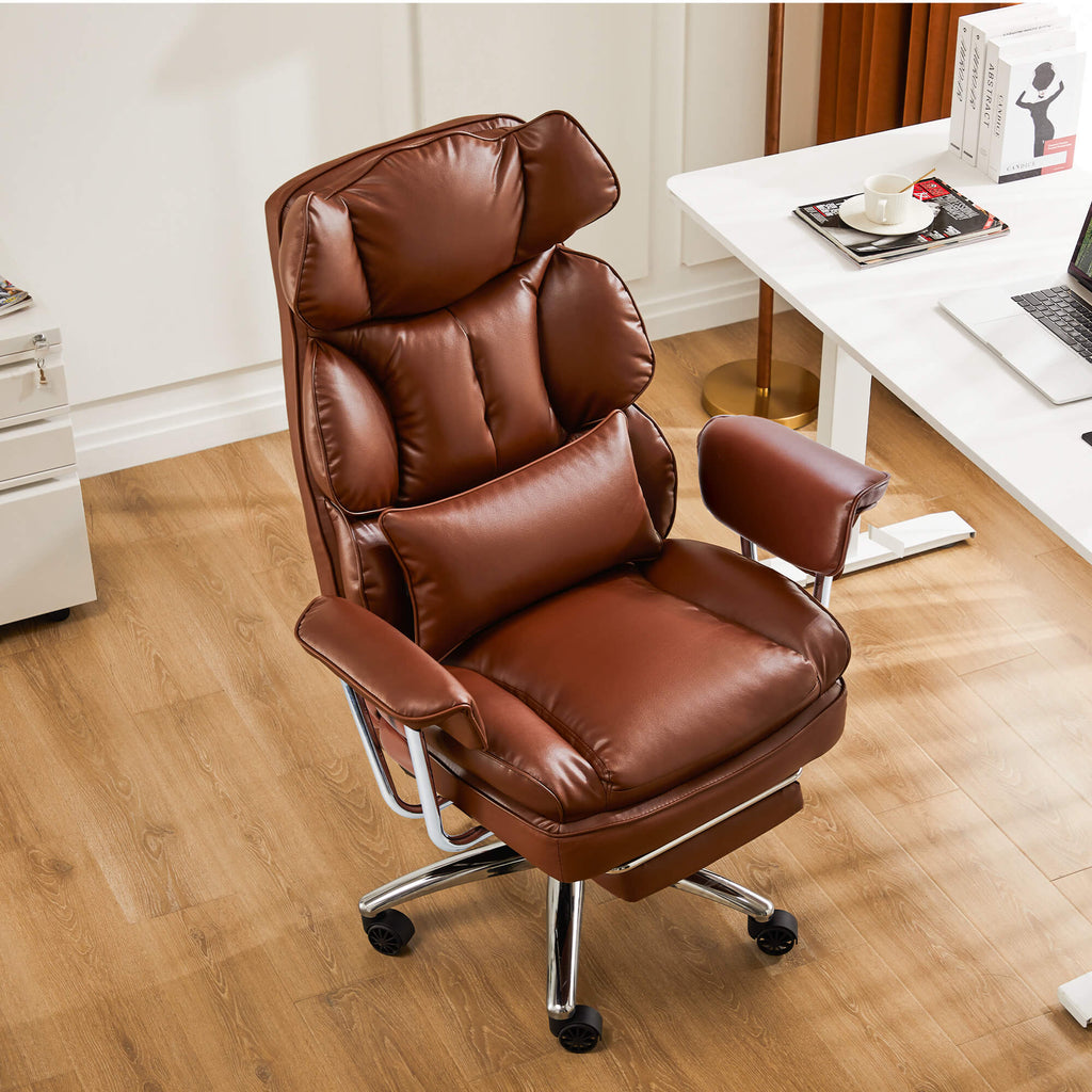Computer Chair Leather with Leg Rest for Office