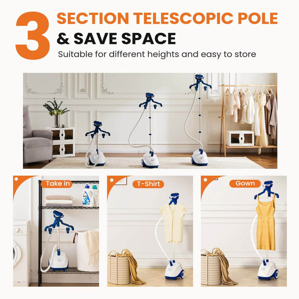 Vertical Steamer with Rollers for Home Use